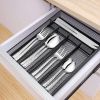 Vesteel Kitchen Cutlery and Flatware Drawer Organizer, Black Mesh Wire Tray with Foam Feet