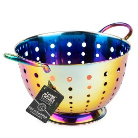 Thyme & Table "Touch the Rainbow" Colander – Stainless Steel with Vibrant Color Finish