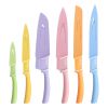 Hecef Stainless Steel Knife Set, 6-Piece with Colorful Coating & Blade Guards