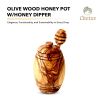 Sweet Grove Olive Wood Honey Pot with Dipper