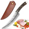 Qulajoy Full Tang 13.8-Inch Viking Boning Knife with Real Carbon Steel & Leather Sheath