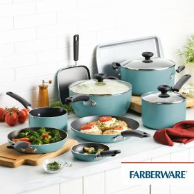 Farberware Aluminum Nonstick 20-Piece Set - Elegant Aqua Edition