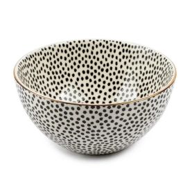 Thyme & Table Dinnerware Black & White Dot Stoneware Round Bowl