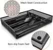 Vesteel Kitchen Cutlery and Flatware Drawer Organizer, Black Mesh Wire Tray with Foam Feet