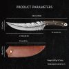 Qulajoy Full Tang 13.8-Inch Viking Boning Knife with Real Carbon Steel & Leather Sheath