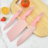 Chic Pink Chef Knife Set with 8 Ultra-Sharp Non-Stick Blades, Acrylic Stand, and Gift Box