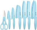 Blue Coated Stainless Steel Knife Set – 13 Pieces with Guards and Anti-Rust Design