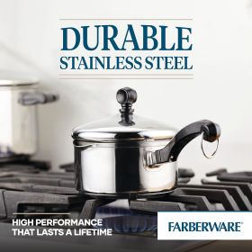 Farberware Classic 1-Quart Saucepan with Straining Lid in Stainless Steel