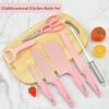 Chic Pink Chef Knife Set with 8 Ultra-Sharp Non-Stick Blades, Acrylic Stand, and Gift Box