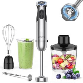 KOIOS Immersion Hand Blender, 5-in-1 Hand Blender with Entire Stainless Steel Blender Shaft, Full Copper Motor, Built in 12 Speed Turbo Stick Blender