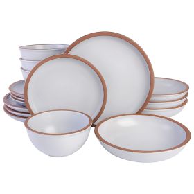 Soho Lounge Lagos 16 Piece Terracotta Double Bowl Dinnerware Set in Solid Matte White Soho Lounge Lagos 16 Piece Terracotta Double Bowl Dinnerware Set in Solid Matte White