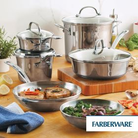 Farberware 10-Piece Stainless Steel Cookware Set - Millennium Silver Elegance