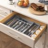 Lifewit Adjustable Silverware Tray, Expandable Kitchen Utensil Organizer in Grey