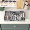 Lifewit Adjustable Silverware Tray, Expandable Kitchen Utensil Organizer in Grey