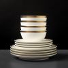 Thyme & Table Everest Collection 12-Piece Stoneware Dinnerware Set, White