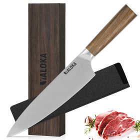 8" Professional Ultra Sharp Gyuto Japanese Chef Knife Full Tang Ergonomic Natural Wood Handle With Gift Box