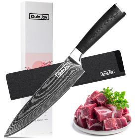 Qulajoy 8" Ultra Sharp Japanese Damascus VG-10 Blade Chef Knife With Ergonomic G10 Handle And Sheath