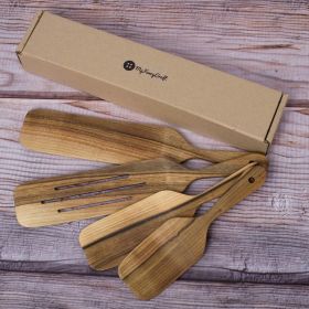 Premium Walnut Wood Kitchen Utensil Set – 4 Cooking Spoons & Spurtles