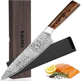 7.8" Japanese Vanadium Sharp Steel Chef Knife, With Laser Pattern And Rosewood Handle