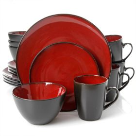 Gibson Soho Lounge Round 16-Piece Dinnerware Set, Burgundy Gibson Soho Lounge Round 16-Piece Dinnerware Set, Burgundy