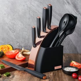 Rose Gold Chef’s Essential 9-Piece Knife & Utensil Block Set