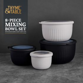 Thyme & Table 8-Piece Mixing Bowl Set – Versatile Black and Cream Design