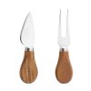 Hecef 12in Acacia Wood Cheese Board Set, 3-Piece Charcuterie Platter with Cheese Knife & Fork