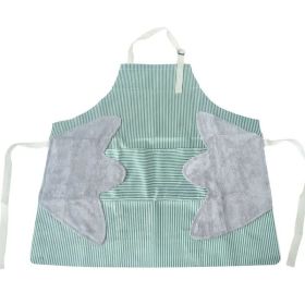 Striped Linen Adjustable Cooking Apron – Cotton and Linen Blend with 2 Pockets