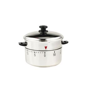 Silvery 60-Minute Mechanical Timer in Pot Shape for Accurate Kitchen Timing and Fun Cooking Sessions