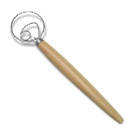 Stainless Steel Bread Whisk – Wooden Handled Tool for Perfect Dough Mixing