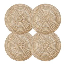 Set of 4 Gold Woven Ramie Placemats – Decorative Table Mats