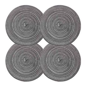 4 Pcs Tea Time Round Braided Kitchen Dining Table Mats-Linen Placemats