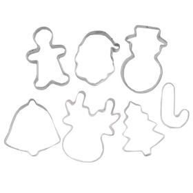 7-Piece Christmas Cookie Cutters Set with Stainless Steel Molds for DIY Sugarcraft Decorating