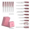 imarku 16-Piece Ultra Sharp Pink Kitchen Knife Set with Block & Sharpener