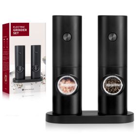 Battery-Powered Salt and Pepper Grinders with Stand – Adjustable Coarseness