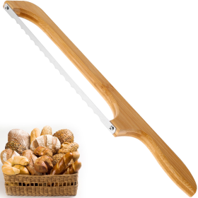 CIVG Wooden Handle Bread Slicing Knife, 15.7" Serrated Stainless Steel Cutter for Homemade Loaves