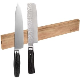 Hecef Magnetic Knife Strip for Wall, Powerful Magnet Wood Knife Bar Kitchen Storage Rack Holder