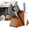 McCook MC69 20-Piece Knife Set with Built-In Sharpener & Removable Steak Knife Block