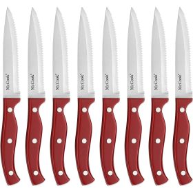 McCook MC56 8-Piece Full Tang Serrated Steak Knife Set – Red