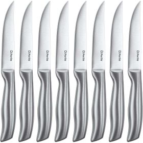 D.Perlla Non-Serrated Steak Knife Set - 8-Piece High Carbon Stainless Steel with Gift Box