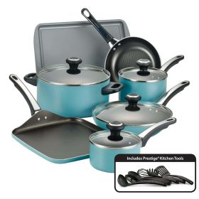 Farberware Aqua 17-Piece Nonstick Aluminum Cookware Set – High Performance Essentials