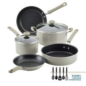 Farberware DuraStrong Nonstick 12-Piece Cookware Set, Gray Finish