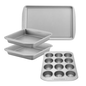 Farberware 4-Piece Nonstick Bakeware Set for Cakes, Cookies, and Muffins