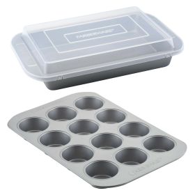 Farberware Nonstick Bakeware Collection – 3-Piece Set for Muffins, Cakes, and Lasagna