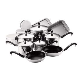 Chef's Classic Steel 17-Piece Cookware Set – Durable, Elegant, and Functional