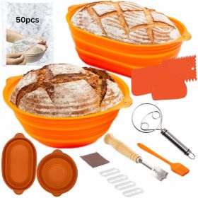 Complete 63-Piece Silicone Bread Proofing Basket Set – Round & Oval, 9" & 10" Sizes