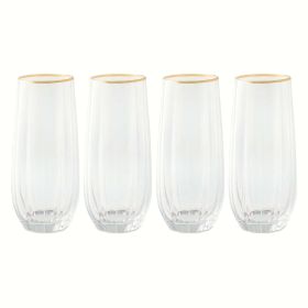 Thyme & Table Scalloped Stemless Flute Glass Set, 4-Piece