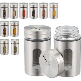 12-Piece Stainless Steel Spice Shaker Set with Rotating Lid