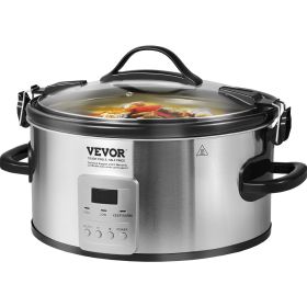 VEVOR 7QT Digital Slow Cooker – 280W Electric Pot with 3 Heat Settings and Locking Lid