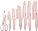 Pink Non-Stick 13-Piece Knife Set with Shears and Anti-Rust Covers